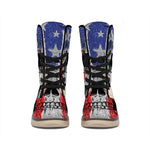 American Patriotic Skull Print Winter Boots