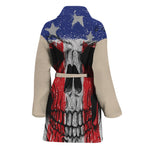 American Patriotic Skull Print Women's Bathrobe