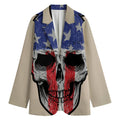 American Patriotic Skull Print Women's Blazer
