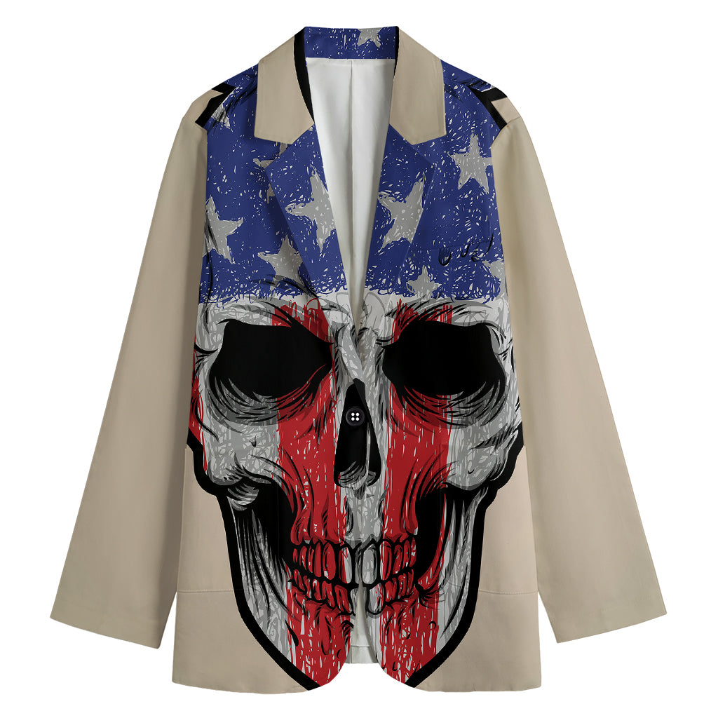 American Patriotic Skull Print Women's Blazer
