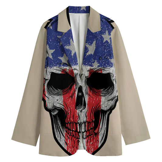 American Patriotic Skull Print Women's Blazer