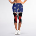 American Patriotic Skull Print Women's Capri Leggings