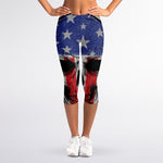 American Patriotic Skull Print Women's Capri Leggings