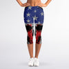 American Patriotic Skull Print Women's Capri Leggings