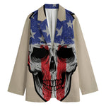 American Patriotic Skull Print Women's Cotton Blazer