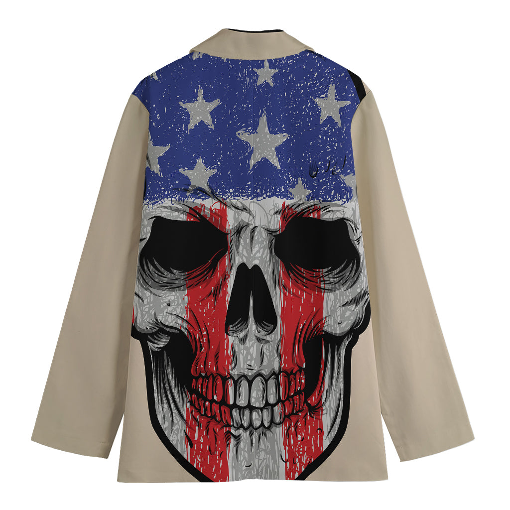 American Patriotic Skull Print Women's Cotton Blazer