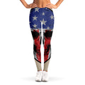 American Patriotic Skull Print Women's Leggings