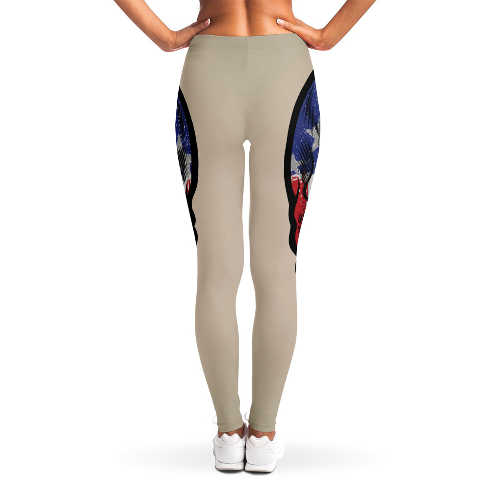 American Patriotic Skull Print Women's Leggings