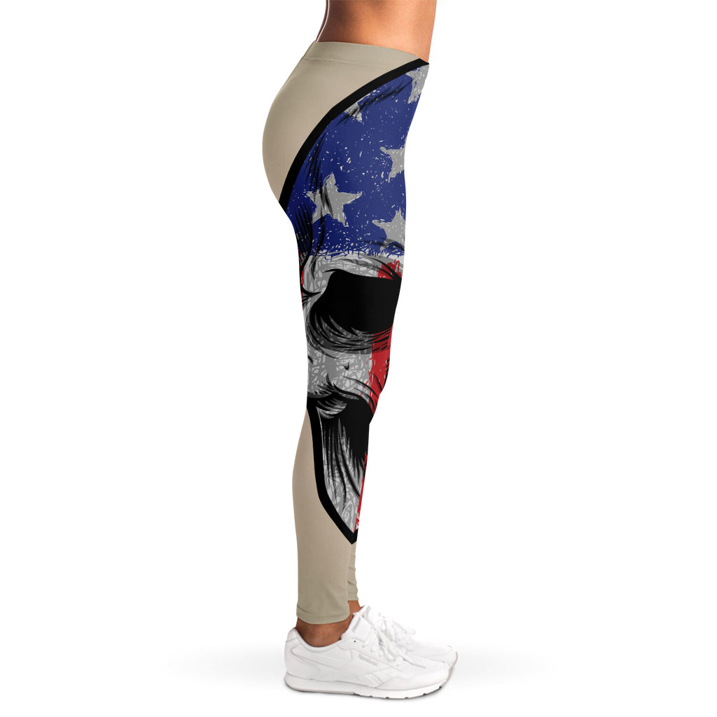 American Patriotic Skull Print Women's Leggings