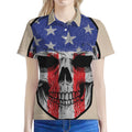 American Patriotic Skull Print Women's Polo Shirt