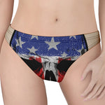 American Patriotic Skull Print Women's Thong