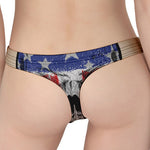 American Patriotic Skull Print Women's Thong