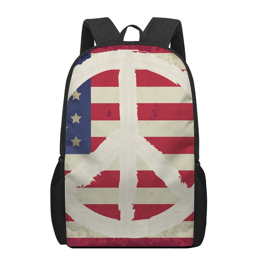 American Peace Flag Print 17 Inch Backpack