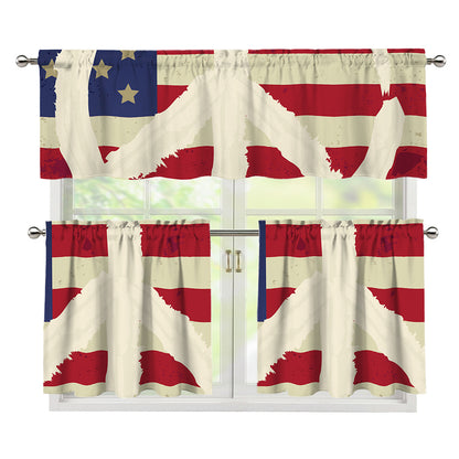 American Peace Flag Print 3 Piece Kitchen Curtains
