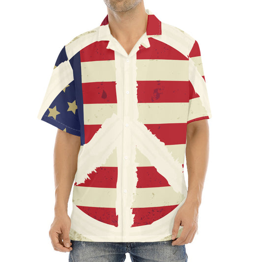 American Peace Flag Print Aloha Shirt