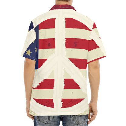American Peace Flag Print Aloha Shirt