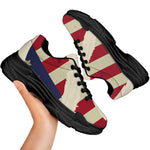 American Peace Flag Print Black Chunky Shoes