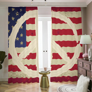 American Peace Flag Print Blackout Pencil Pleat Curtains