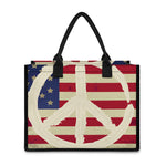 American Peace Flag Print Canvas Tote Bag