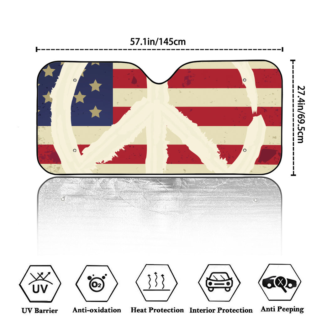 American Peace Flag Print Car Windshield Sun Shade