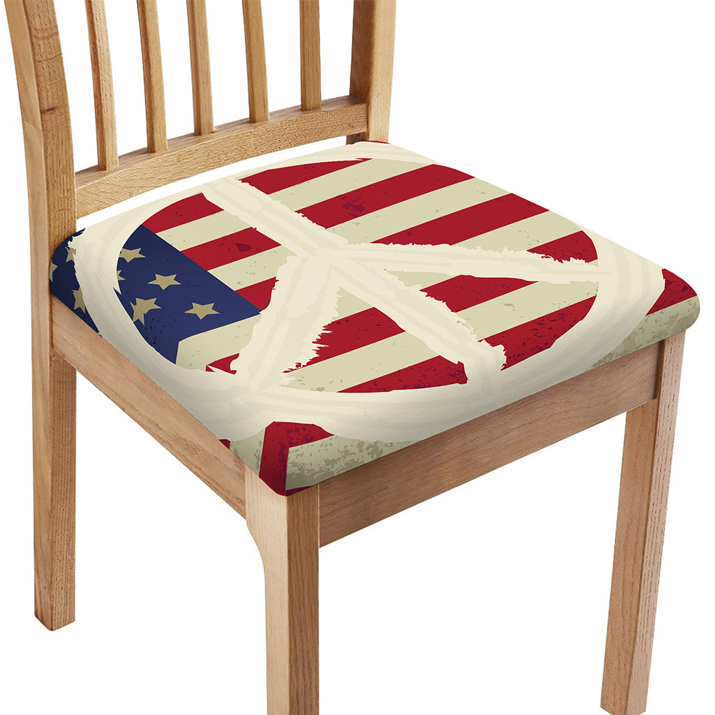 American Peace Flag Print Chair Cushion Cover
