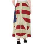 American Peace Flag Print Chiffon Maxi Skirt