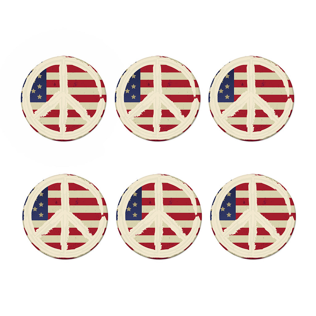 American Peace Flag Print Coaster Set
