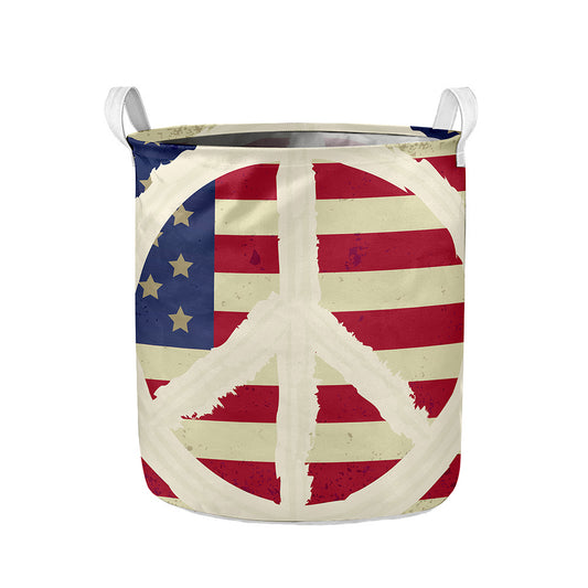 American Peace Flag Print Collapsible Laundry Basket