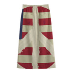 American Peace Flag Print Cotton Front Slit Maxi Skirt