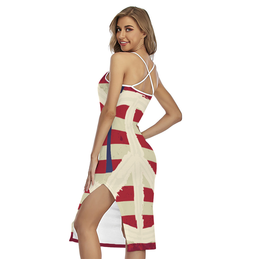 American Peace Flag Print Cross Back Cami Dress