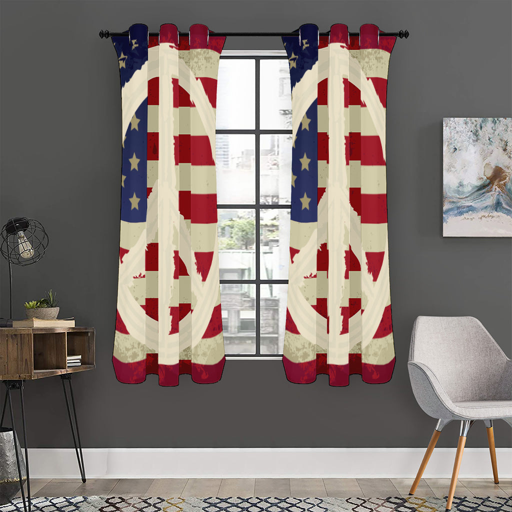 American Peace Flag Print Curtain