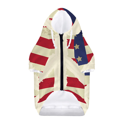 American Peace Flag Print Dog Zip Up Hoodie