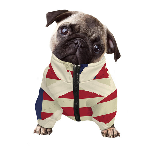 American Peace Flag Print Dog Zip Up Jacket