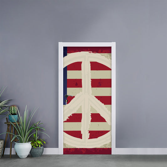 American Peace Flag Print Door Sticker