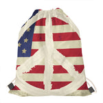 American Peace Flag Print Drawstring Bag