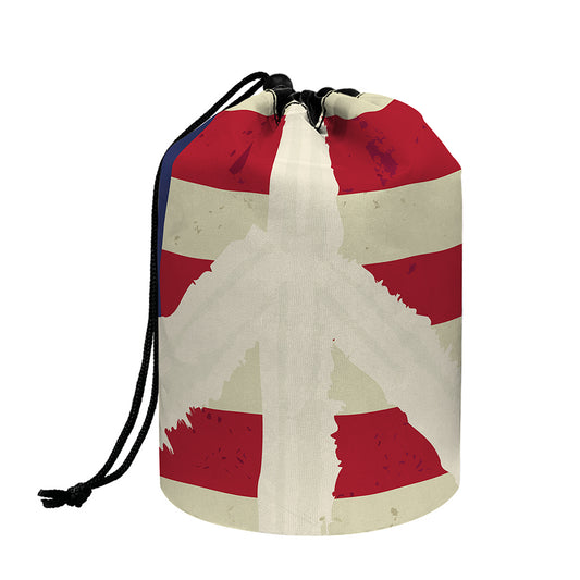 American Peace Flag Print Drawstring Makeup Bag