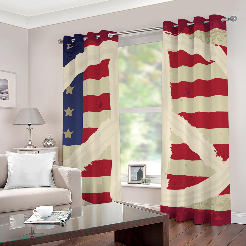 American Peace Flag Print Grommet Curtains