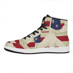American Peace Flag Print High Top Leather Sneakers