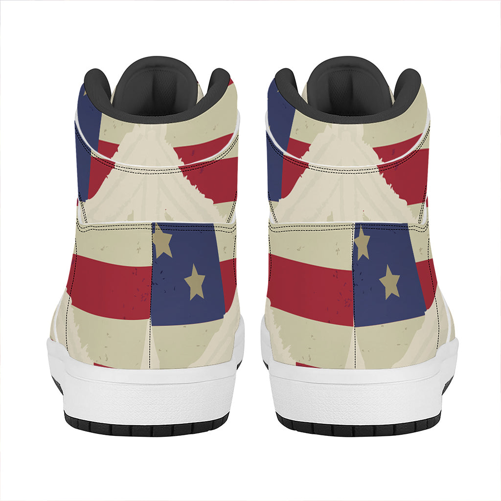 American Peace Flag Print High Top Leather Sneakers