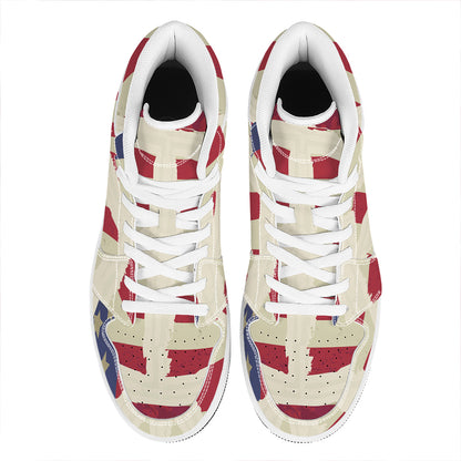 American Peace Flag Print High Top Leather Sneakers