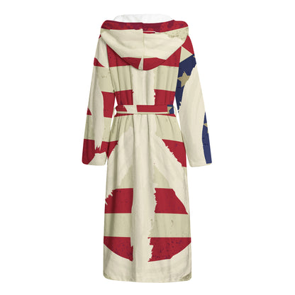 American Peace Flag Print Hooded Bathrobe