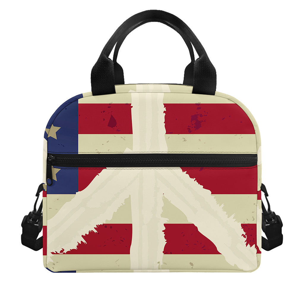 American Peace Flag Print Insulated Lunch Bag