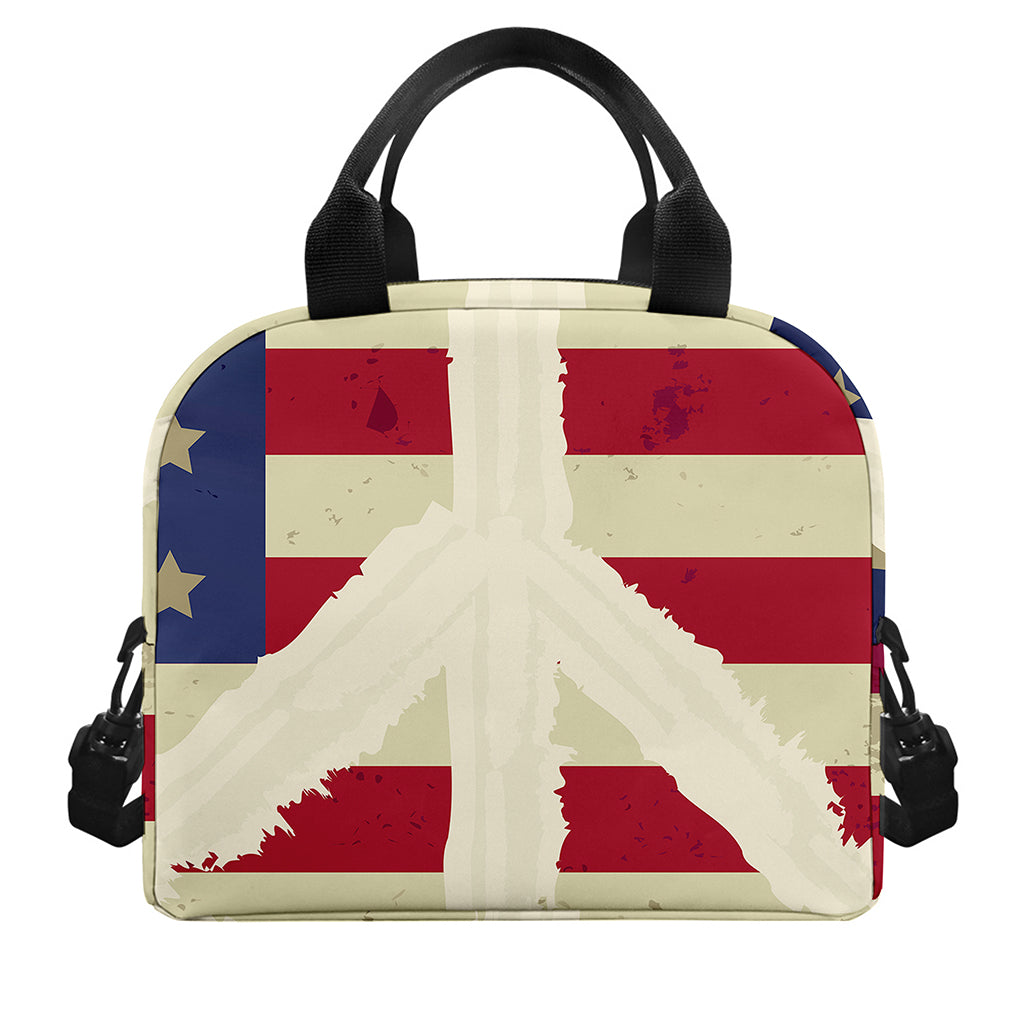 American Peace Flag Print Insulated Lunch Bag