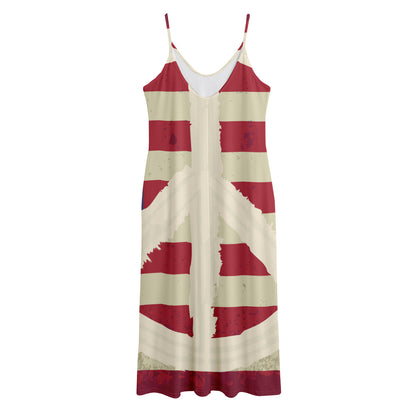 American Peace Flag Print Jersey Midi Cami Dress