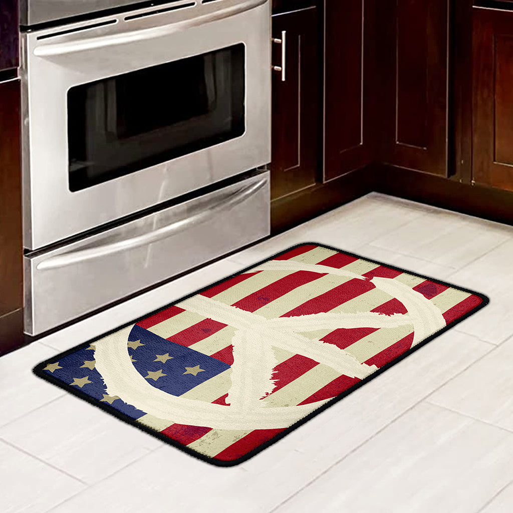 American Peace Flag Print Kitchen Mat