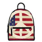 American Peace Flag Print Leather Backpack