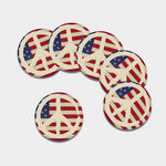 American Peace Flag Print Leather Coaster Set