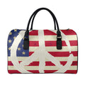 American Peace Flag Print Leather Duffel Bag