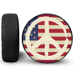 American Peace Flag Print Leather Spare Tire Cover