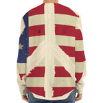 American Peace Flag Print Long Sleeve Baseball Jersey
